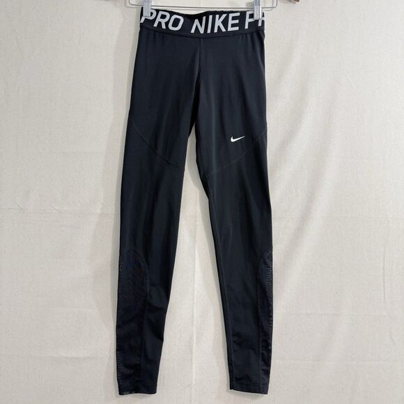 Nike Pro Tights Womens Black Mesh Panel Training Pants Workout AO9968-010 Small - Picture 1 of 13